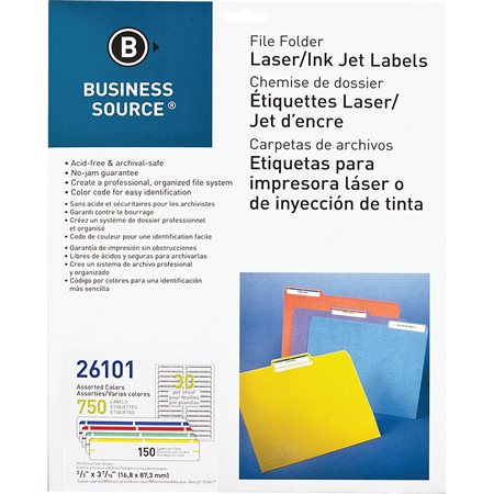 Filing Labels Package of 750 assorted colours