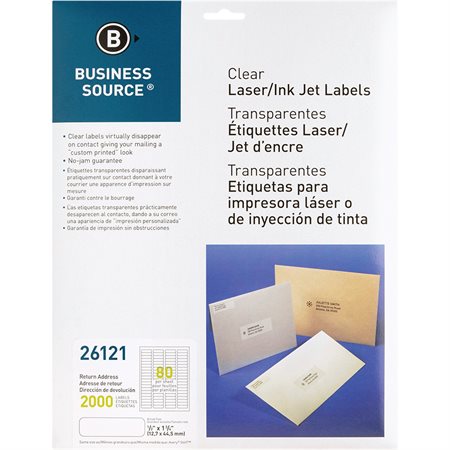 Clear Mailing Labels Package of 25 sheets 1 / 2 x 1-3 / 4 in. (2000)