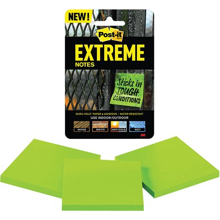 Feuillets Post-it® Extreme Notes Paquet de 3 Vert