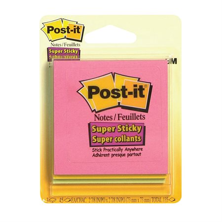 Post-it® Super Sticky Recycled Notes – Oasis Collection 3 x 3 in. 90-sheet pad (pkg 3)