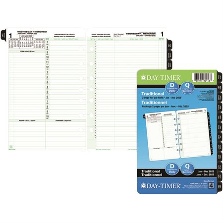 Desk Size Refills and Accessories (2025) Dated refills - bilingual 1 day / 2 pages