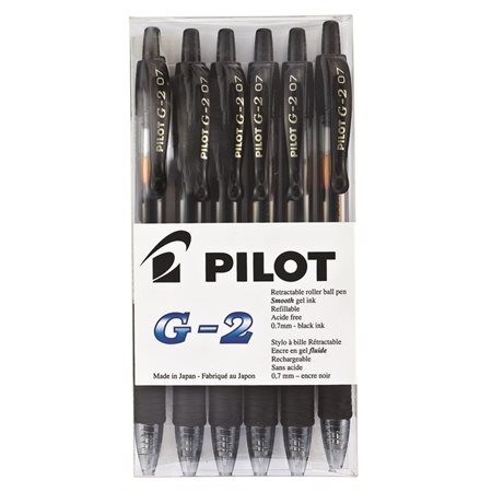 G2 Retractable Roller Pen 0.7 mm. Box of 6 black