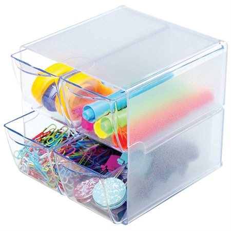 Cube de rangement empilable 4 tiroirs transparent