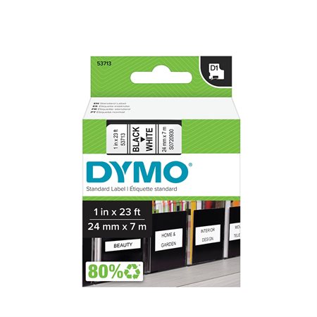 Cartouches D1 pour étiqueteuses Dymo® 24 mm x 7 m noir sur blanc