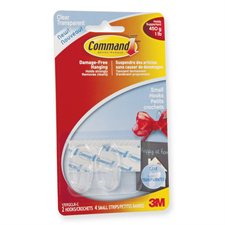 Crochets adhésifs Command™ 2 petits crochets et 4 bandes adhésives Supporte 1lb. Clair