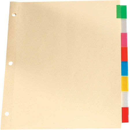 Insertable Tab Dividers Letter. 3-hole punched. Assorted colours. 8 tabs