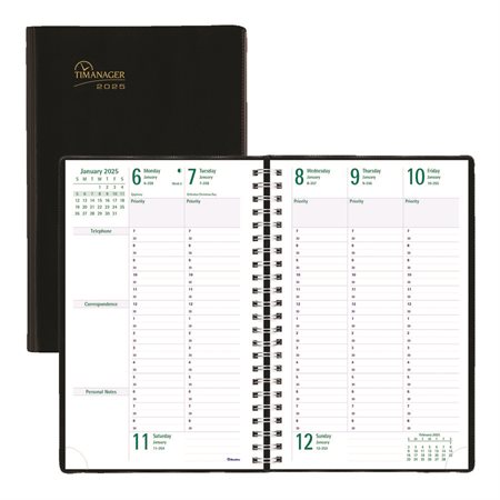 5-day Timanager® Weekly Diary (2025) 9-1 / 16 x 5-7 / 8 in. English