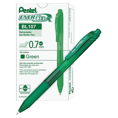 EnerGel® X Rollerball Pens 0.7 mm. Box of 12 green