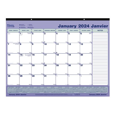 Monthly Desk Pad Calendar (2025) 21-1 / 4 x 16 in., with transparent strip at the bot bilingual