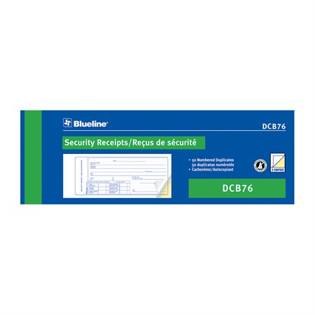 Security Receipts 50 receipts. 2-3 / 4 x 8 in. bilingual