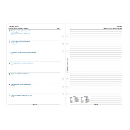 Refill for A5 Organizer (2024) 1 week on 1 page & notes