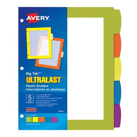 Big Tab™ Ultralast™  Plastic Dividers 5 tabs