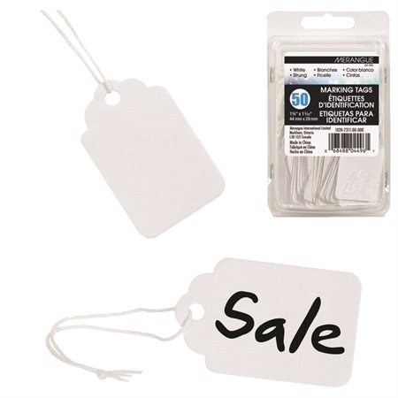 White Identification Tags with String 1-3 / 4 x 1-3 / 32"