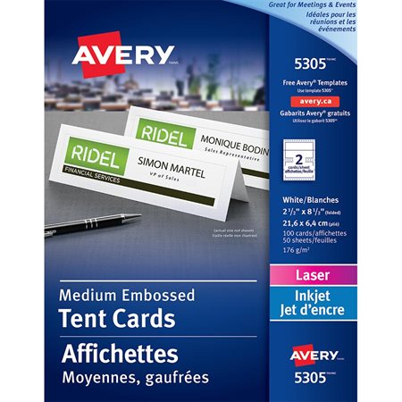 Tent Cards Medium - 2-1 / 2 x 8-1 / 2” box 100