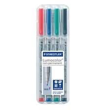 Lumocolor® Non Permanent Marker Fine tip, 0.6 mm. assorted (pkg 4)