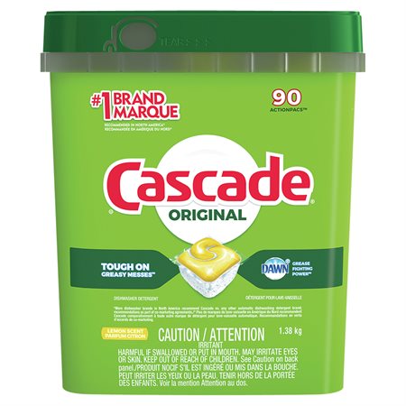 Cascade 2-in-1 Action Pacs® Dishwasher Detergent Package of 90 lemon