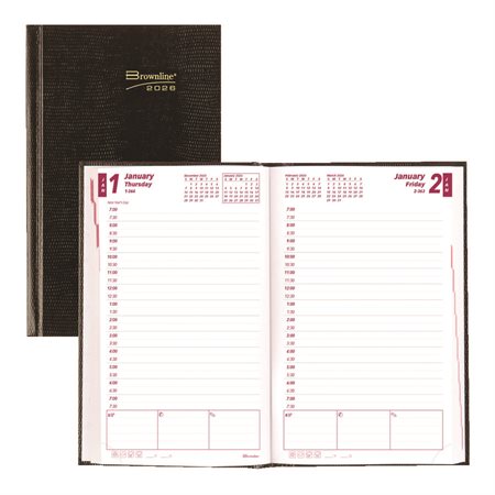 Agenda quotidien (2026) Couverture rigide reliure cousue noir