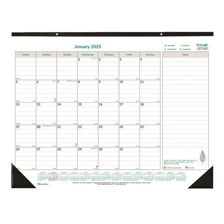 EcoLogix® Monthly Desk Pad Calendar (2025) English