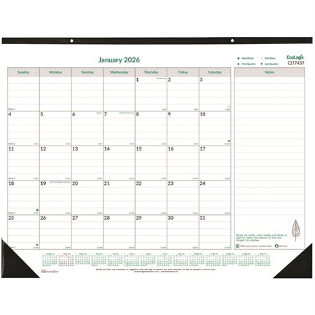 Calendrier sous-main mensuel Ecologix® (2025) anglais