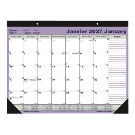 Monthly Desk Pad Calendar (2026) 21-1 / 4 x 16 in. bilingual