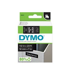 Cartouches D1 pour étiqueteuses Dymo® 12 mm x 7 m blanc sur noir