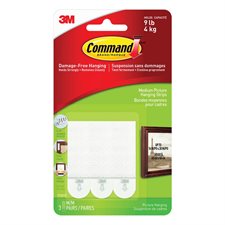 Bandes pour tableaux Command™ Paquet de 3 blanc, capacité jusqu'à 9 lb