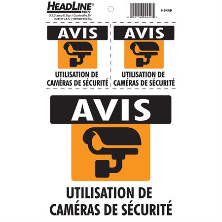 Ensemble d’autocollants de sécurité avis utilisation de caméras de sécurité