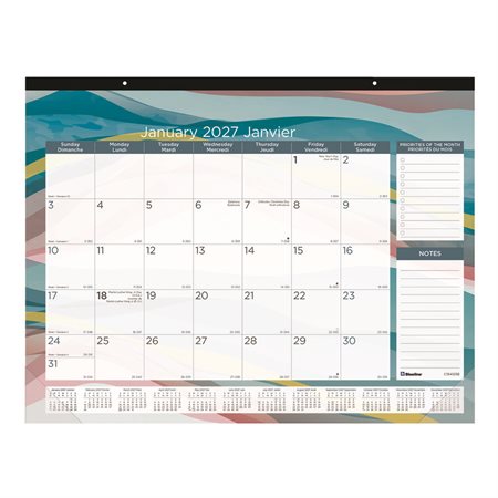 Calendrier sous-main mensuel azure (2026)