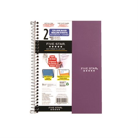 Five Star® Spiral Notebook 1 subjects, 160 pages, ruled.