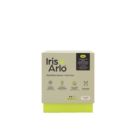 Iris & Arlo Standard Pads with Wings Compostable packaging made from biofilm box of 10