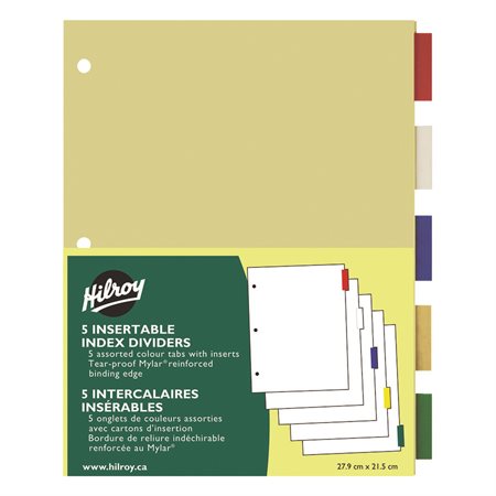 HILROY INDEX DIVIDERS 5 ASST