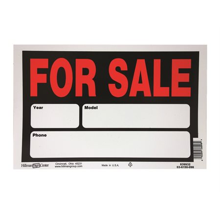 PANNEAU FOR SALE AUTO 8X12''AN