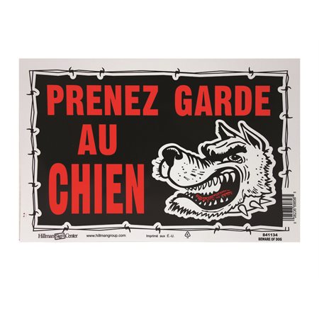 PANNEAU ATT.AU CHIEN 8X12''FR