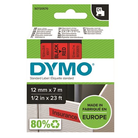 DYMO AUTHE.D1 LAB.12MMX7 B.RD