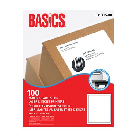 MAILING LABEL 8 5X11 WH
