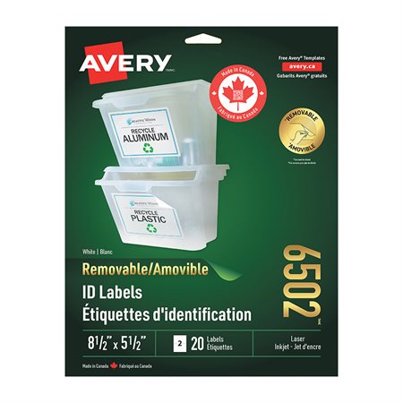 REMOVABLE LABELS WHT