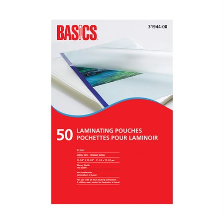 LAMINATING POUCH MENU 3MIL
