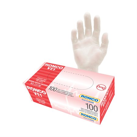 VE1 Examination Vinyl Gloves Medium Clear
