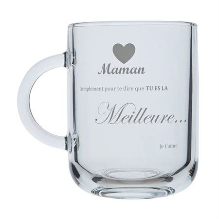 Glass mug "Maman, simplement pour te dire que tu es la meilleure"