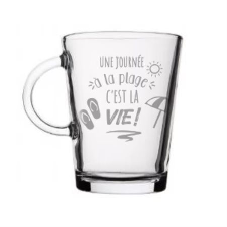 Glass mug "Une journée à la plage, c'est la vie"