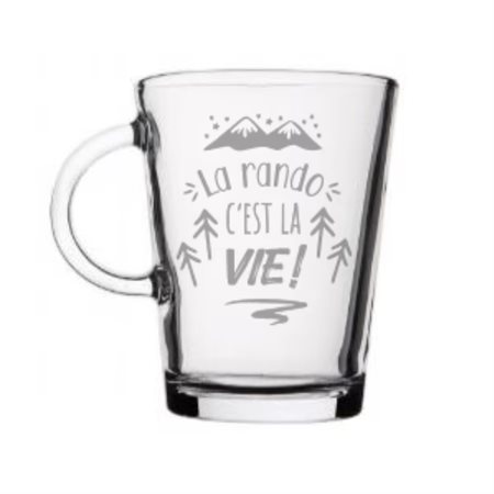 Glass mug "La rando, c'est la vie"