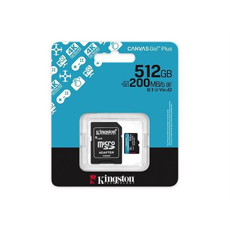 CARTE MICRO SD KINGSTON 512GB CANVAS GO PLUS G4