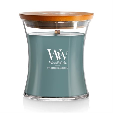 WoodWick medium scentedcandle "Evergreen Cashmere"